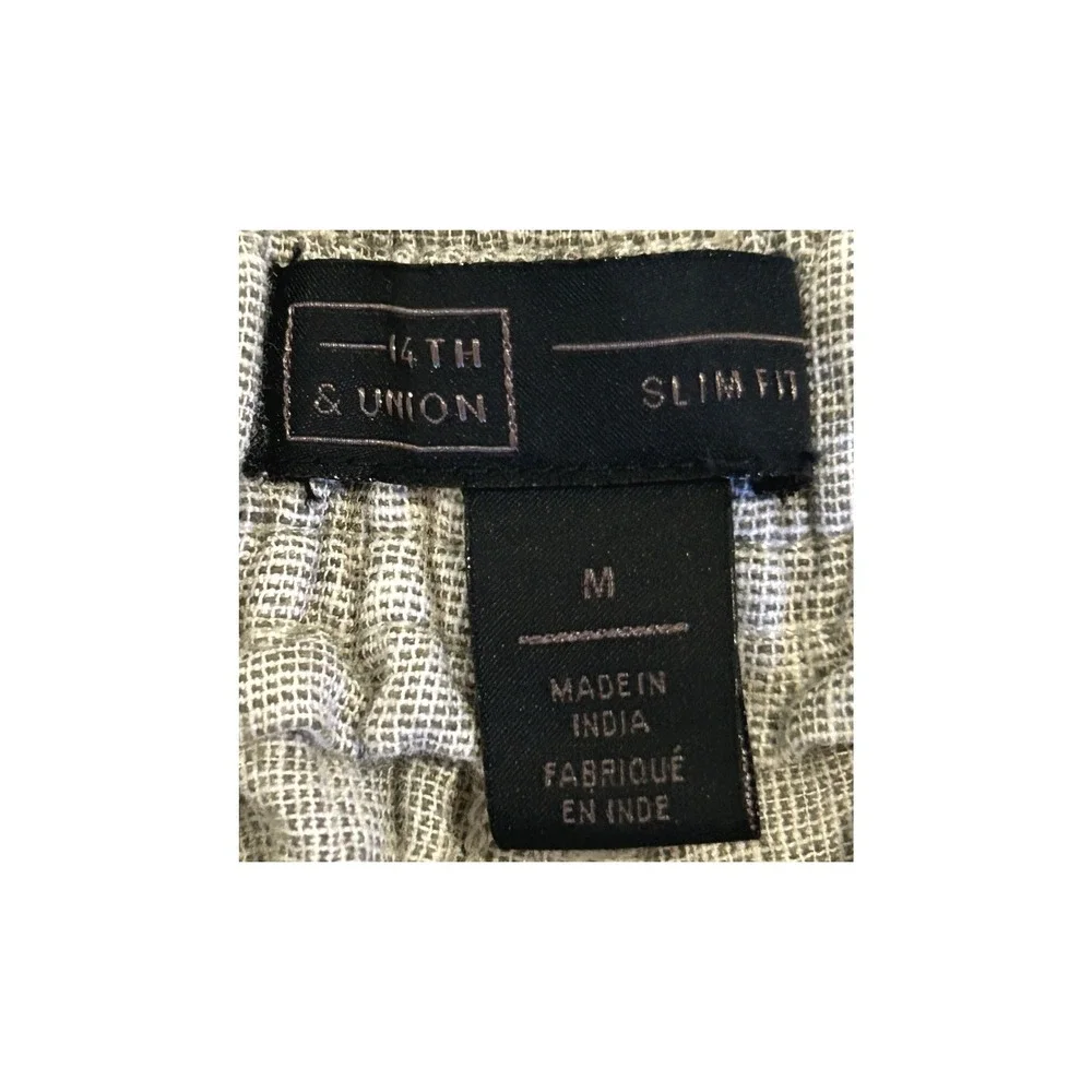 14th & Union Mens Slim Fit Pants Sz M Gray Linen Blend Drawstring Resort Preppy